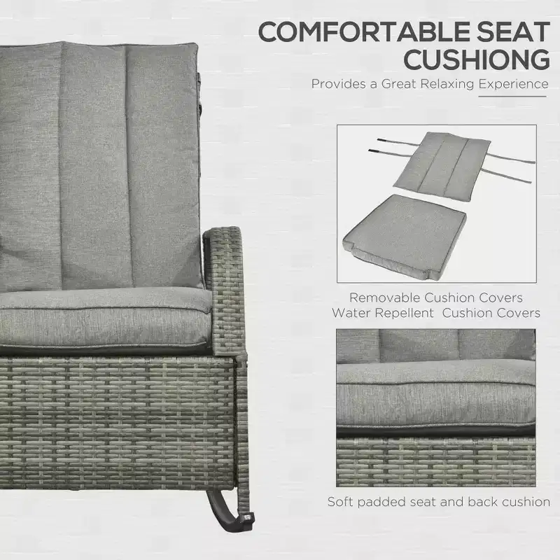PE Rattan Rocking Recliner with Footrest