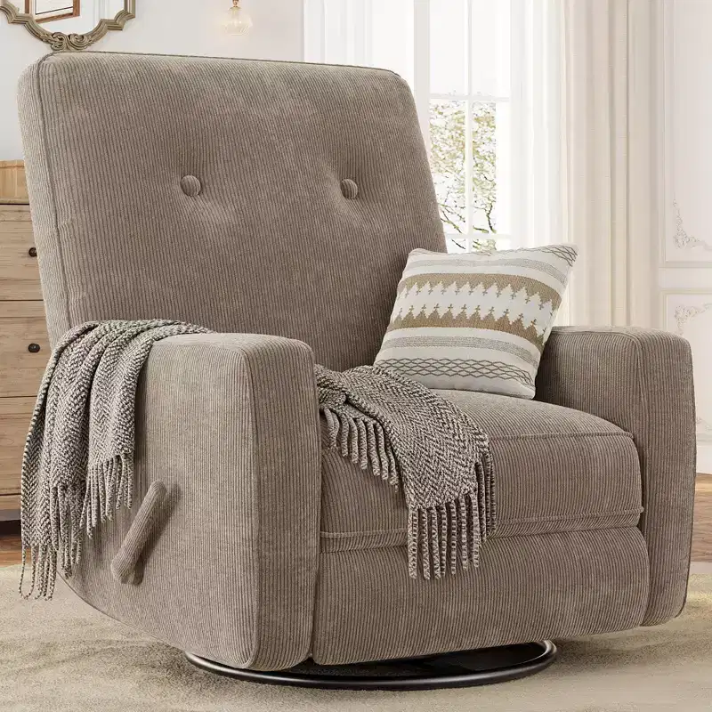 360 Swivel Rocker Recliner Chair with Side Pockets