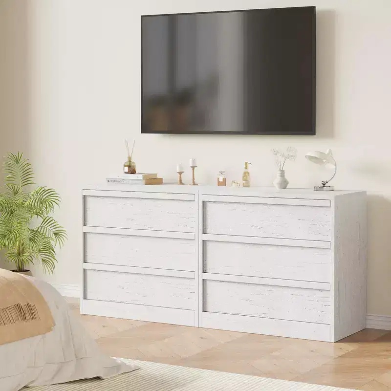 Modern 4-Drawer Storage Dresser  Compact Wooden Chest for Dining Room or Bedroom, Vertical Organizer in White or Natural Oak Finish