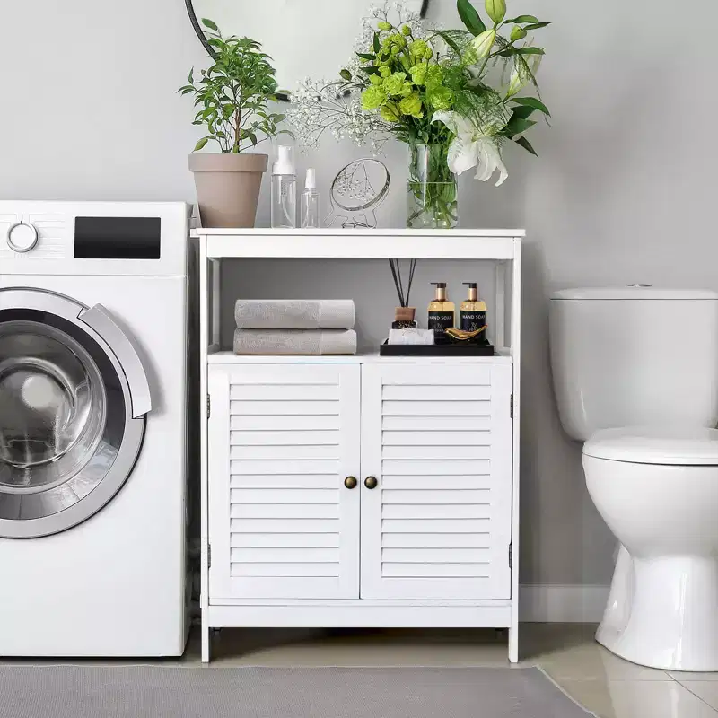 31.5 in. Two-Door Bathroom Cabinet White