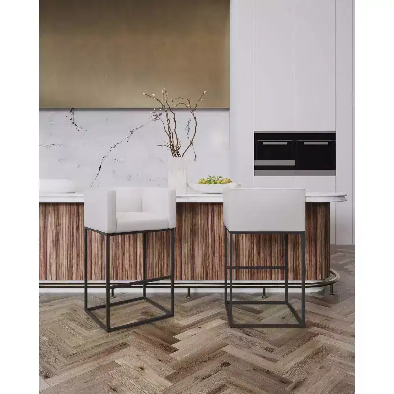 Set of 3 Embassy Upholstered Metal Barstools - Manhattan Comfort