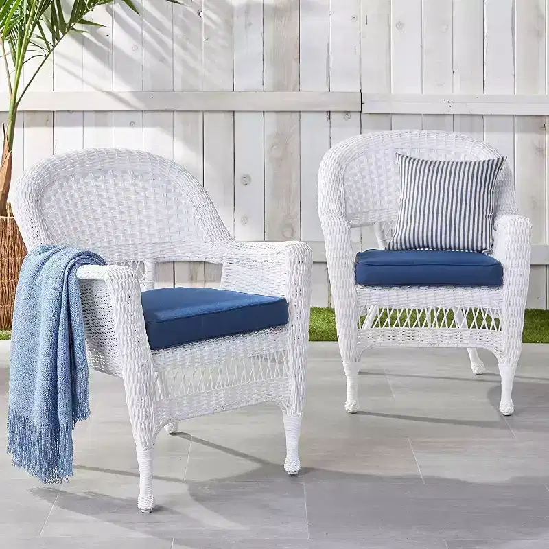 HomeStock Zen Zone Chair Set of 2, Durable Resin Wicker, Weather-Resistant with Cushions