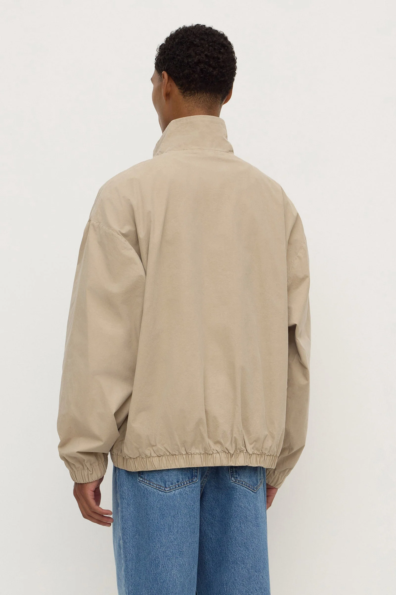 Ash Grey Cotton Stand Collar Jacket