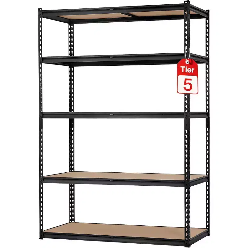 5 Tiers Garage Storage Shelves , 48 L x 24 in W x 72 in Heavy Duty Storage Shelving Racks with Adjustable Shelf for Pantry Warehouse