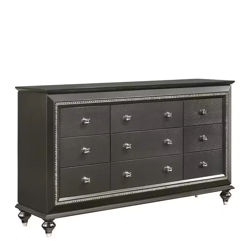 Acme Furniture Kaitlyn 9 Drawer Dresser Metallic Gray Finish