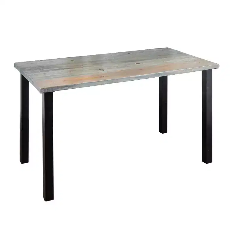 Pipe Decor Skyline Riverstone Grey Solid Wood Desk with 28 in. High-Rise Legs
