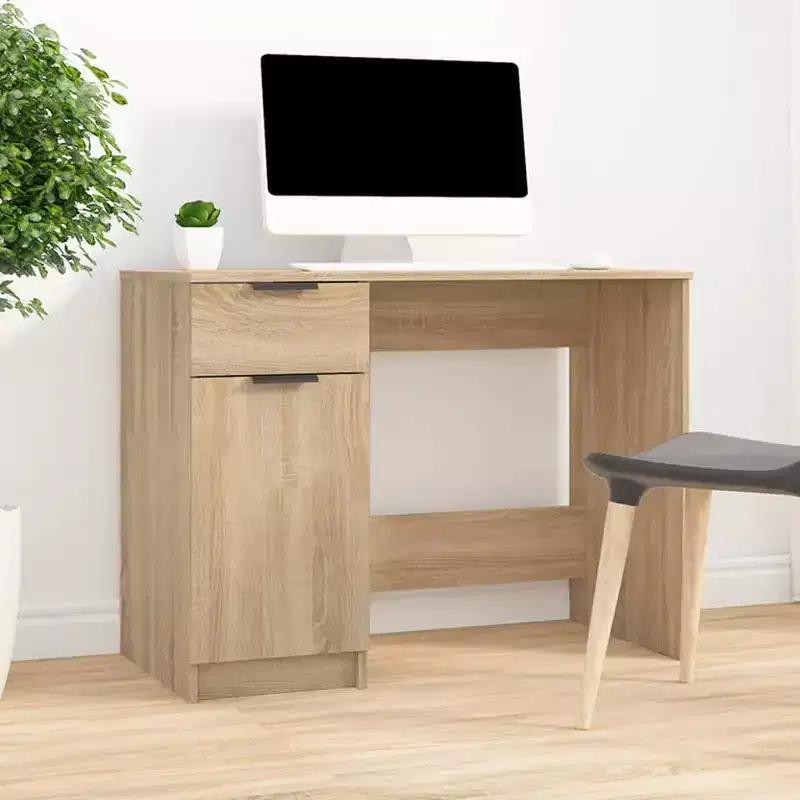 Desk Oak Engineered Wood 39.4x19.7x29.5 in Desk