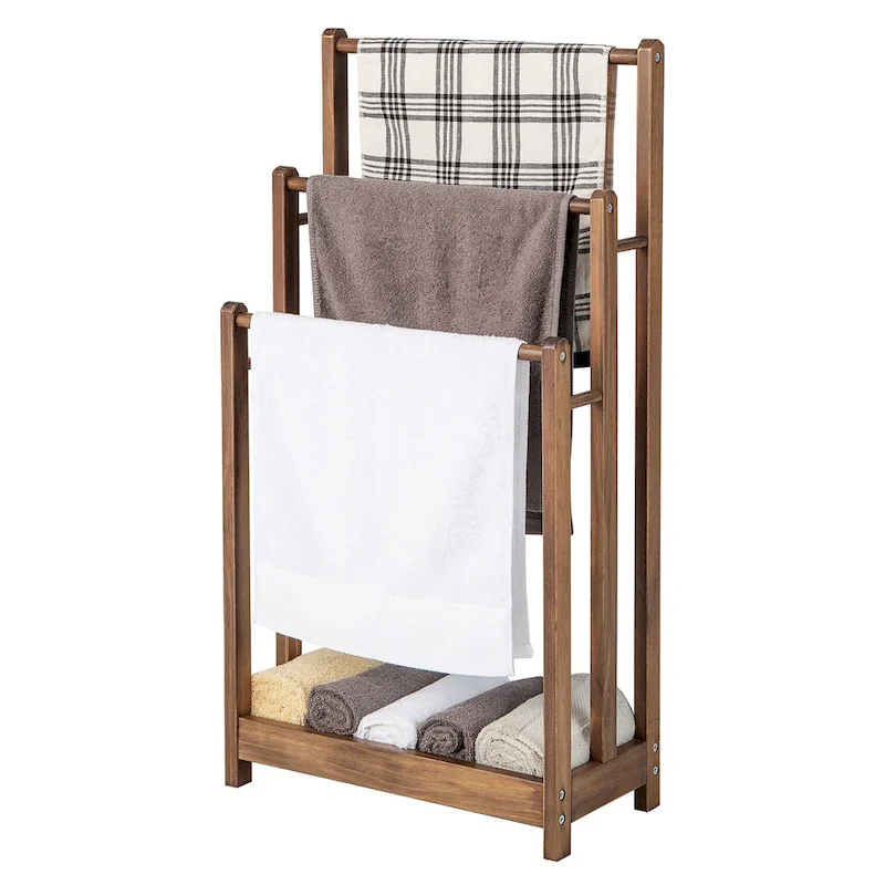 3-Bar Freestanding Towel Rack w/ Bottom Storage Shelf