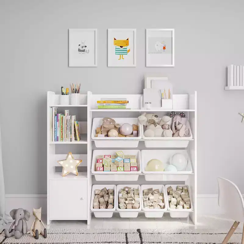 Sturdis Kids Toy Storage Organizer with Bookshelf and 8 Toy Bins