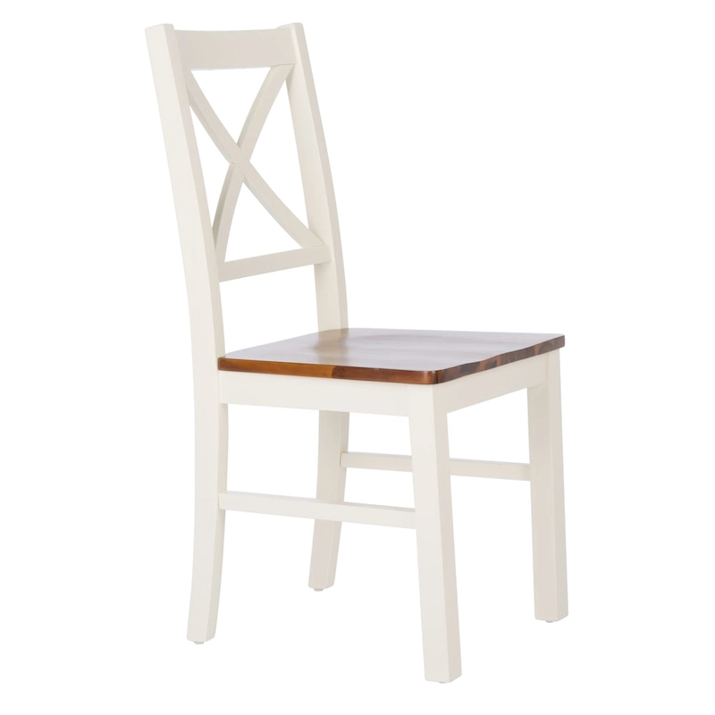 SAFAVIEH Concetta White/Natural Dining Chair - 17.5 W x 19.5 L x 37 H - 18W x 20D x 37H