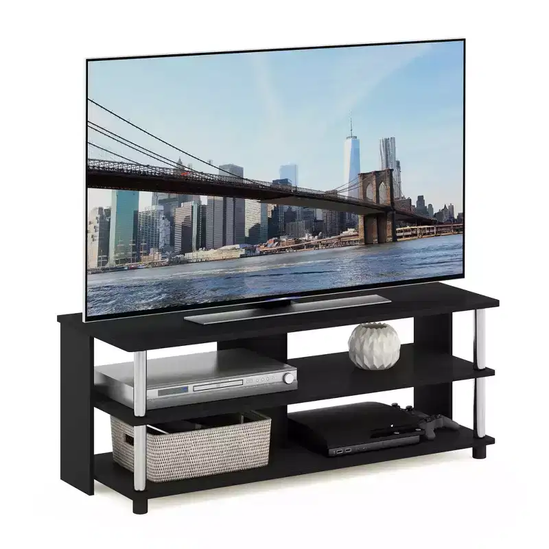3-Tier TV Stand for TVs up to 48 TV Console Table Entertainment Center w/Open Storage Shelves,Americano