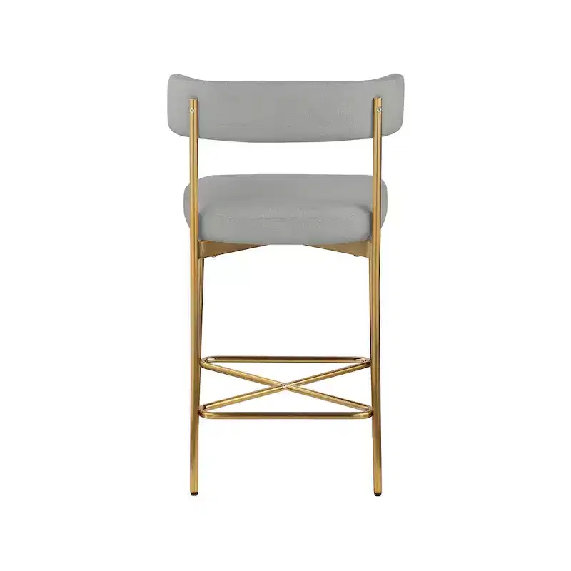 Meridian Furniture,Rivage Light Grey Durable Linen Textured Fabric Stool, Set of 2
