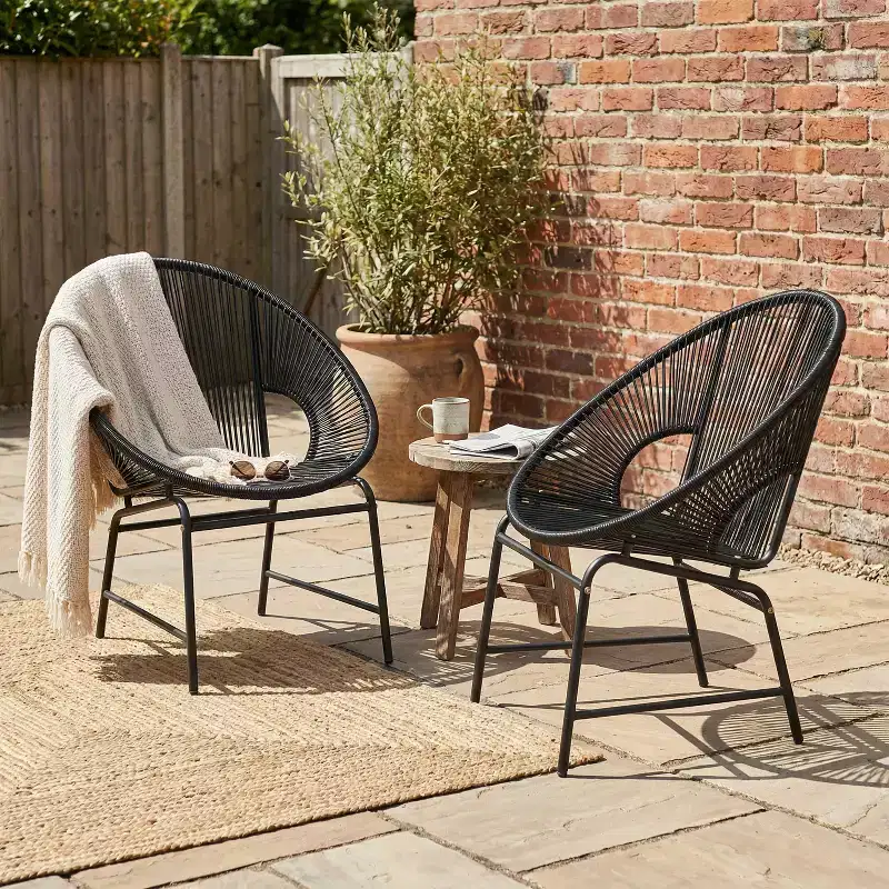 GDFStudio Carver Outdoor Faux Rattan Acapulco Weave Club Chairs (Set of 2)