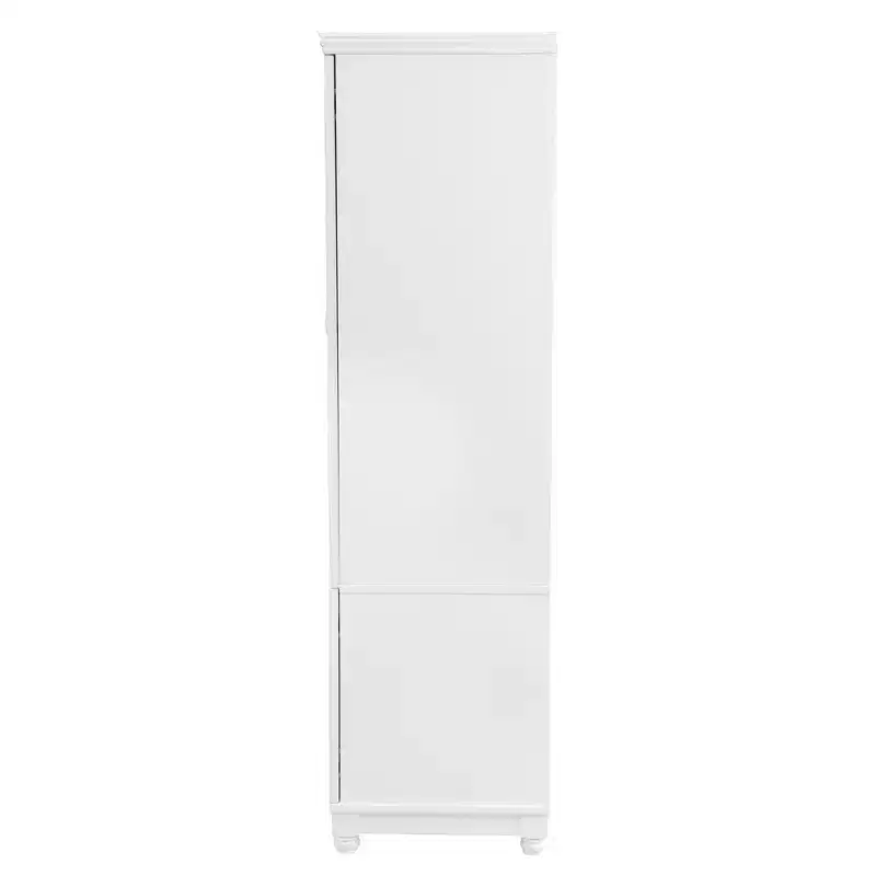 White Wood 61.42 in. Armoire with 2 Drawers, Hanging Rod and Shelves