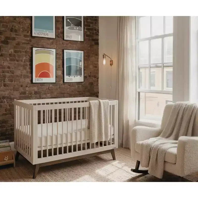 3-in-1 Convertible Crib, Solid European Beechwood, GREENGUARD Gold Certified, Made in Italy