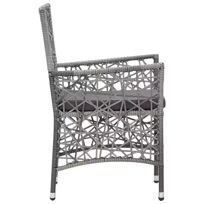 vidaXL Dining Set PE rattan, Steel, Tempered Glass Large