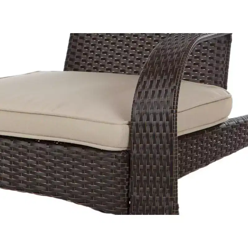Balkene Home Coconino Wicker Lounge Chair, All-Weather Beige Cushion, Lightweight Durable Adirondack, Mocha Finish