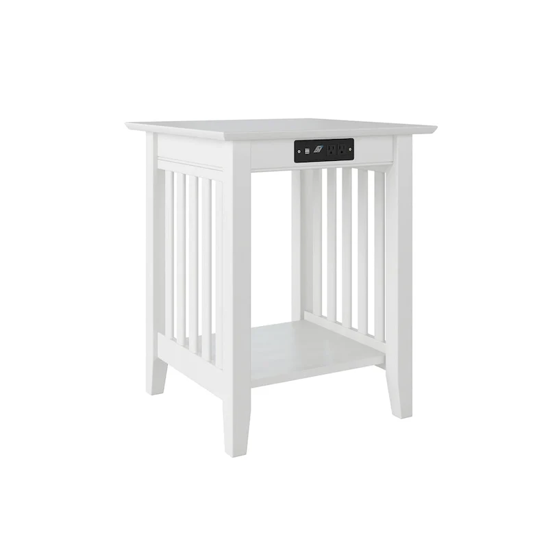 AFI Mission Printer Stand with Built-in Charger in White