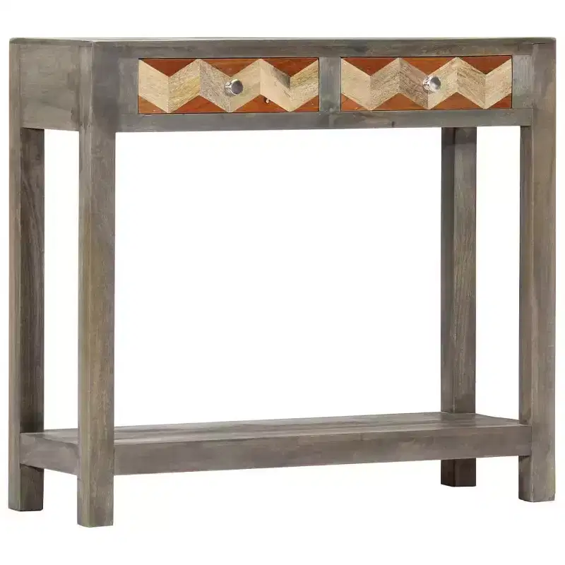 vidaXL Console Table Gray 33.9x11.8x29.9 Solid Mango Wood