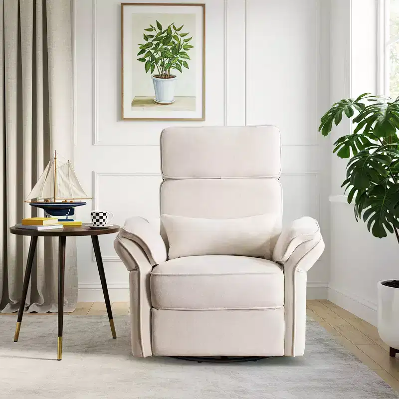 EROMMY Swivel Recliner Glider With Adjustable Headrests & Armrests