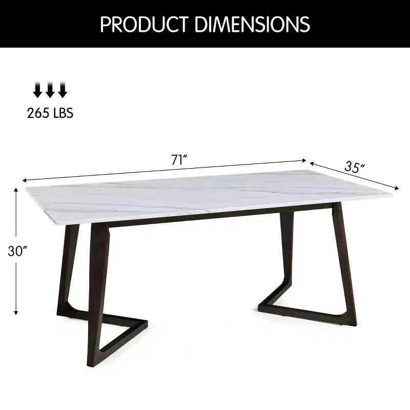 Subrtex Solid Faux Marble Top Dining Table