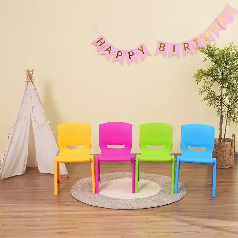 CLIHOME Lightweight Plastic Kids Chair with 11.8 H Seat for Preschool and Toddlers Children Backrest stackable Chair