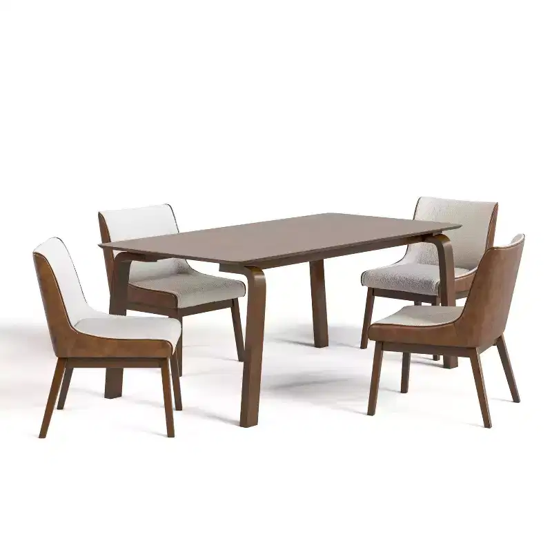 HOMES: Inside + Out 5pc Forest Wisp Mid-Century Modern Dining Room Set Walnut