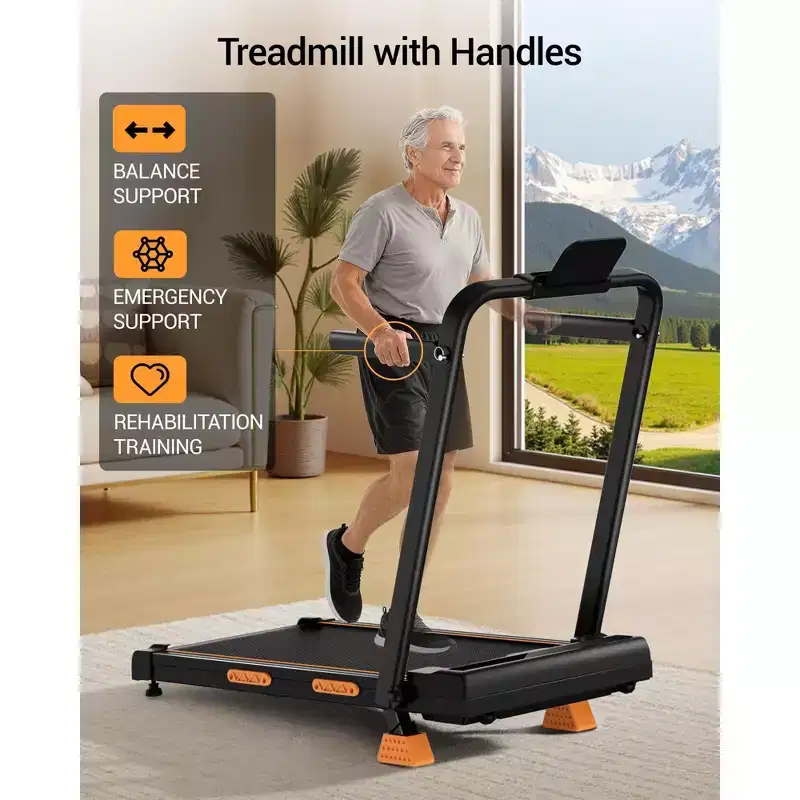 3 in 1 Walking Pad Treadmill with 16% Incline, Folding Treadmill with Handle Bar, Portable Treadmills for Home Small, 220 Lbs Capacity