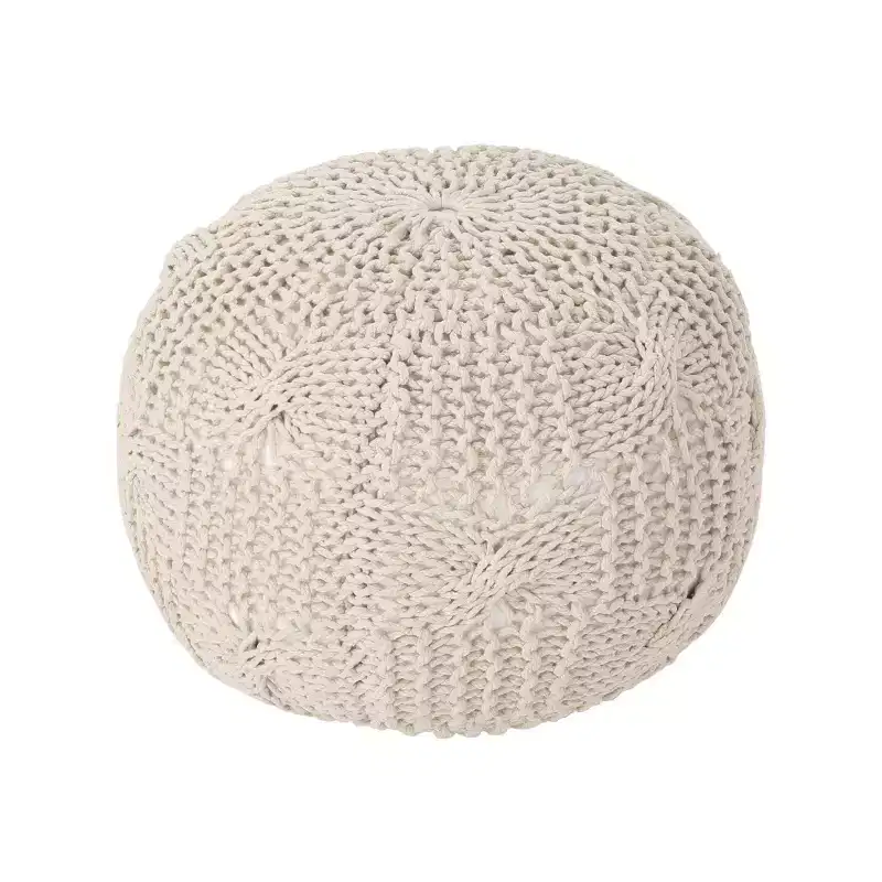 TUYOHW Round Knitted Cotton Pouf,20W x 13H Footrest Ottoman for Living Room,Accent Pouf with 200lbs Capacity,Home Decor