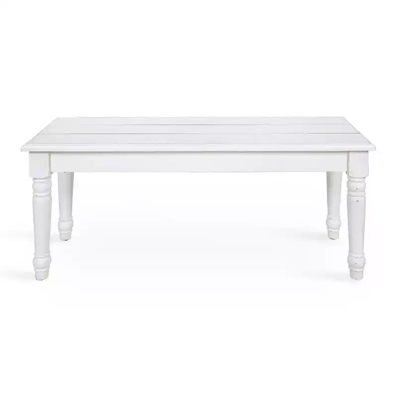 Cates Rectangle Wood Bench, 42x14x19, White