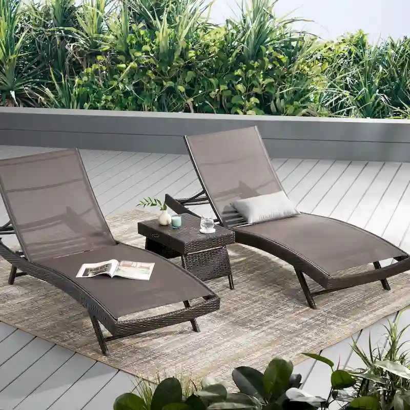 Kauai Outdoor 3-piece Adjustable Chaise Lounge Set by Christopher Knight Home