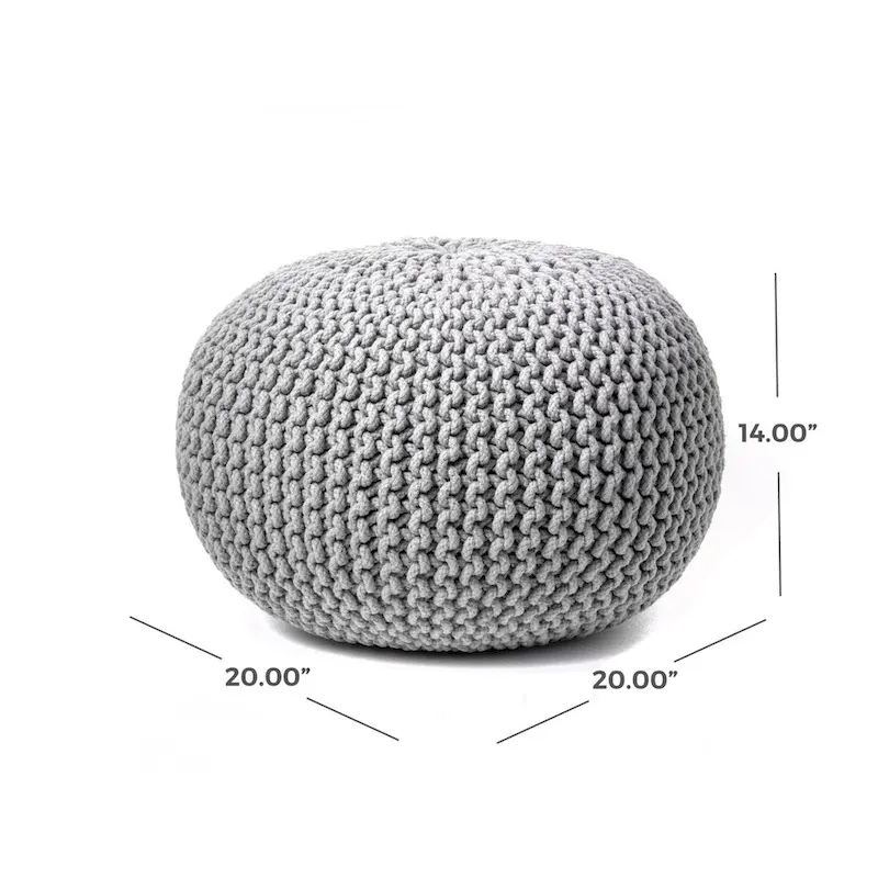 Nuloom Ling Round Knit Filled Ottoman Pouf