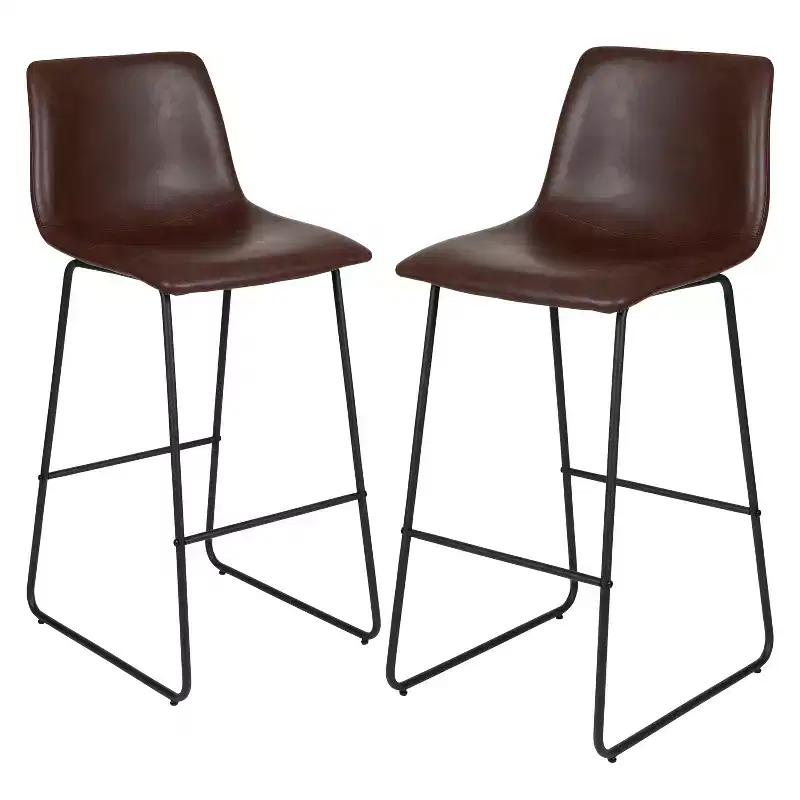 Flash Furniture 30 Inch Commercial Grade LeatherSoft Bar Height Barstools, Set of 2
