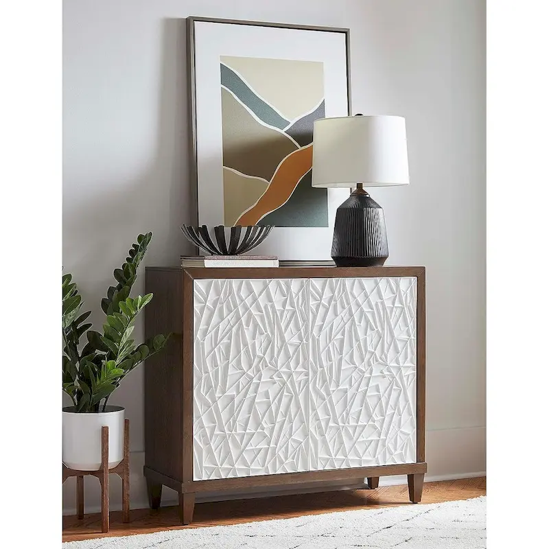 Wood Console with Doors – TV Stand, Accent Cabinet & Entryway Console, Fully Assembled, Brown