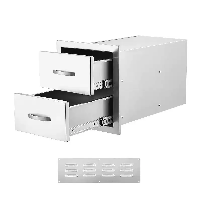 Outdoor Kitchen Drawers Stainless Steel, Flush Mount Triple Drawers