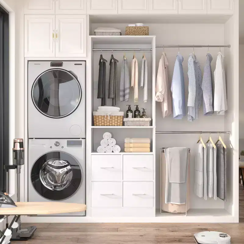 25 To 103 Closet System with Four Farbric Drawers