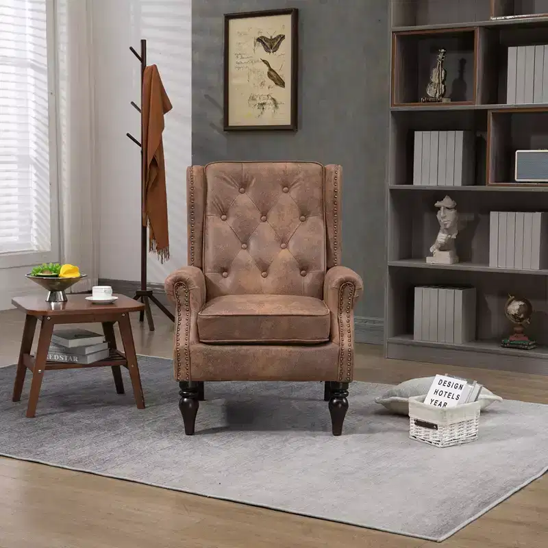Lounge Chair, Wood Frame Armchair with Removable Cushion, Modern Accent Chair Leisure Chair Compatible with Living Room , Bedroom