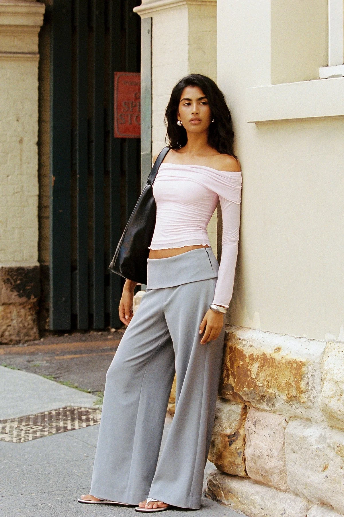 Fold Over Pant Grey