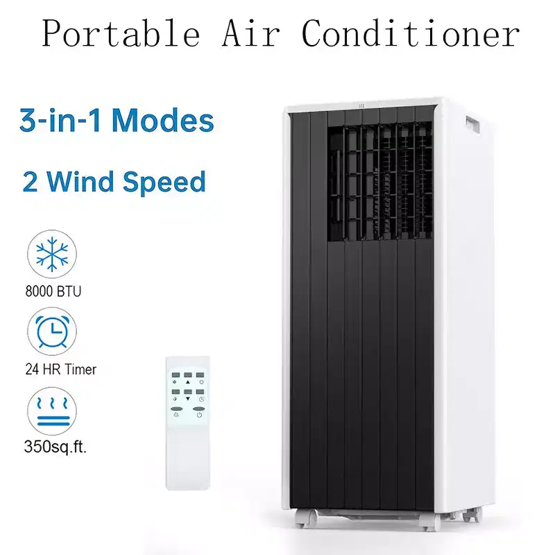 Garvee 8000 BTU Portable Air Conditioner, 3-in-1 AC Unit With Remote Control & Dehumidifier, Black