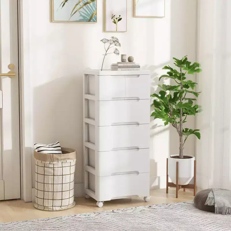 6-Drawer Plastic Rolling Storage Cart with 4 Universal Wheels, Dresser Cabinet