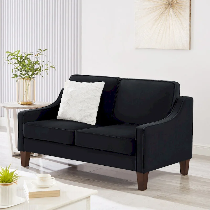 Velvet Loveseat Sofa with Square Arms, 51.5