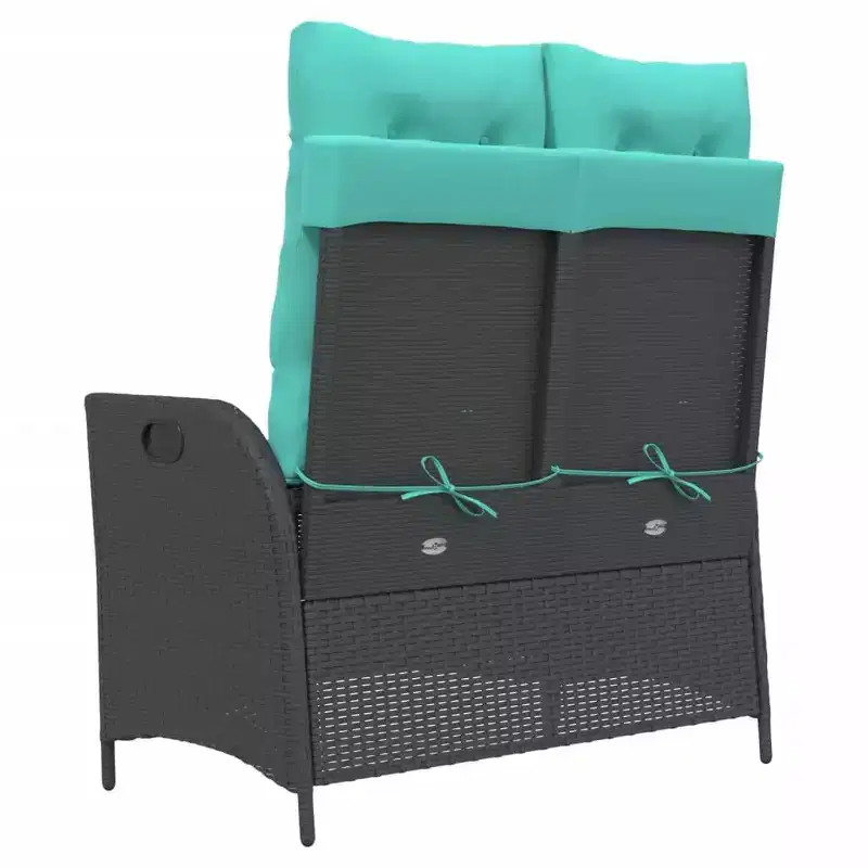 vidaXL Reclining Patio Bench with Cushions Seat Poly Rattan