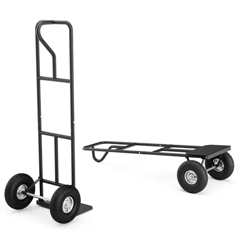 Costway Heavy Duty Hand Truck 660lbs Capacity Trolley Cart with Foldable Nose Plate Black/Red