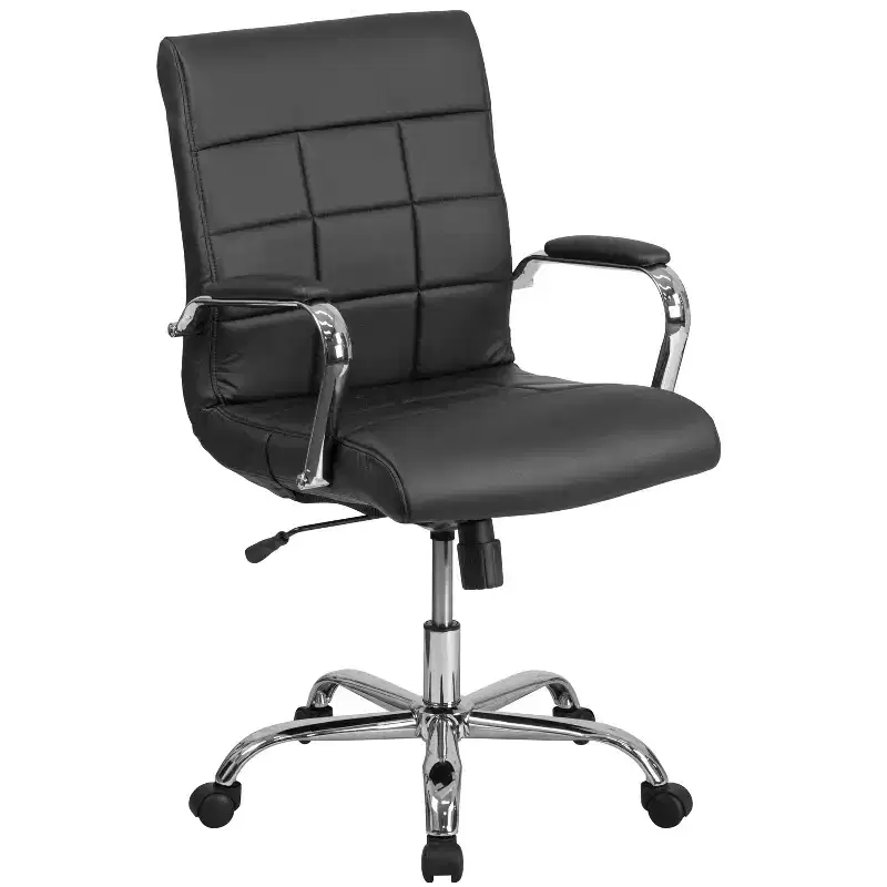 Emma and Oliver Mid-Back Vinyl Executive Swivel Office Chair with Chrome Base and Arms