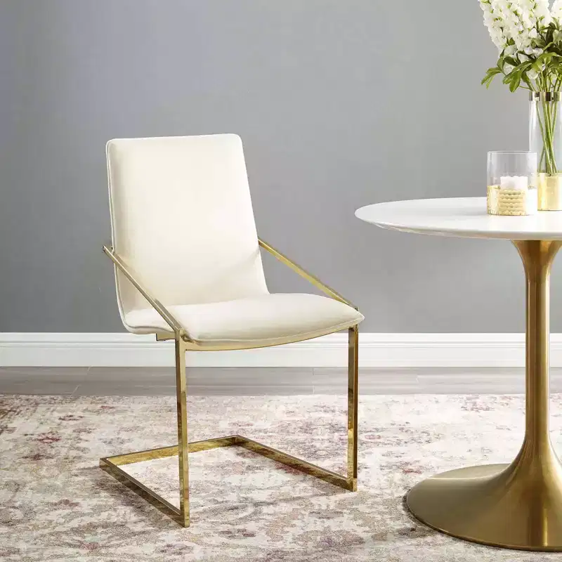 Dining Armchair, Gold/Ivory