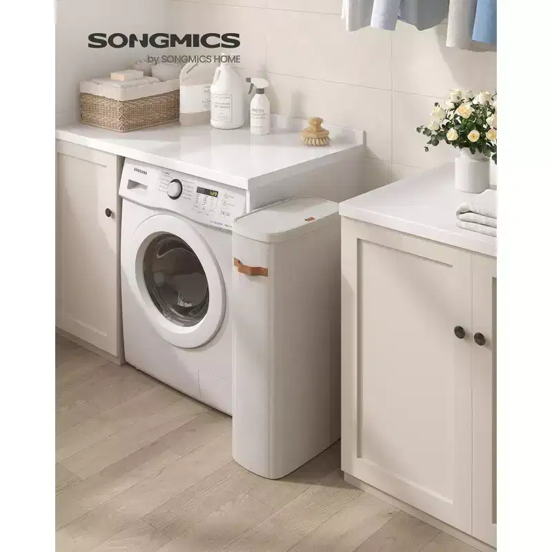 Laundry Basket, 17.2 Gal. Laundry Hamper, Easy Assembly, with Lid and Handles, Removable Liner, 15.4 x 8.7 x 29.5 Inches, Cappuccino Beige