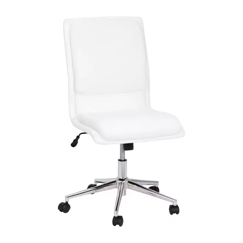 Mid-Back Armless Swivel Task Office Chair Bonded Leather Adjustable Metal Base