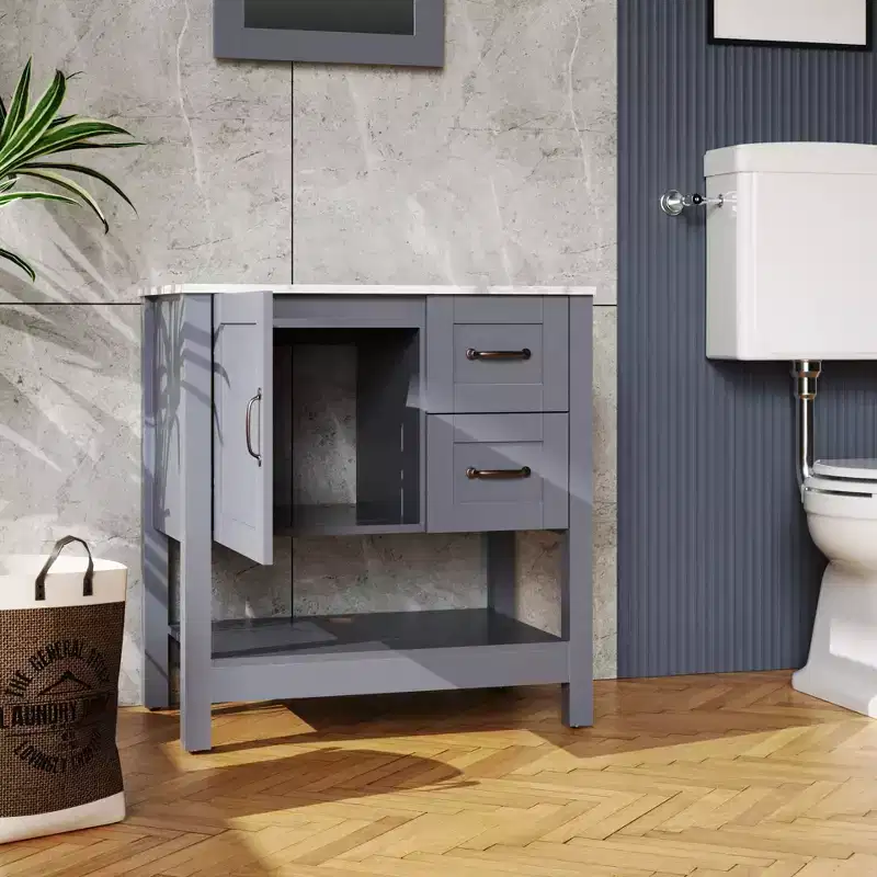30in Gray Bathroom Vanity / Mirror and Top Only