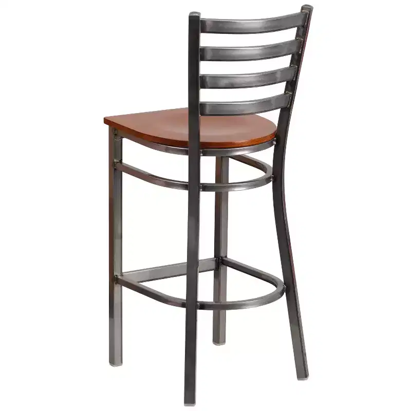 2 Pack Clear Coated Ladder Back Metal Restaurant Barstool