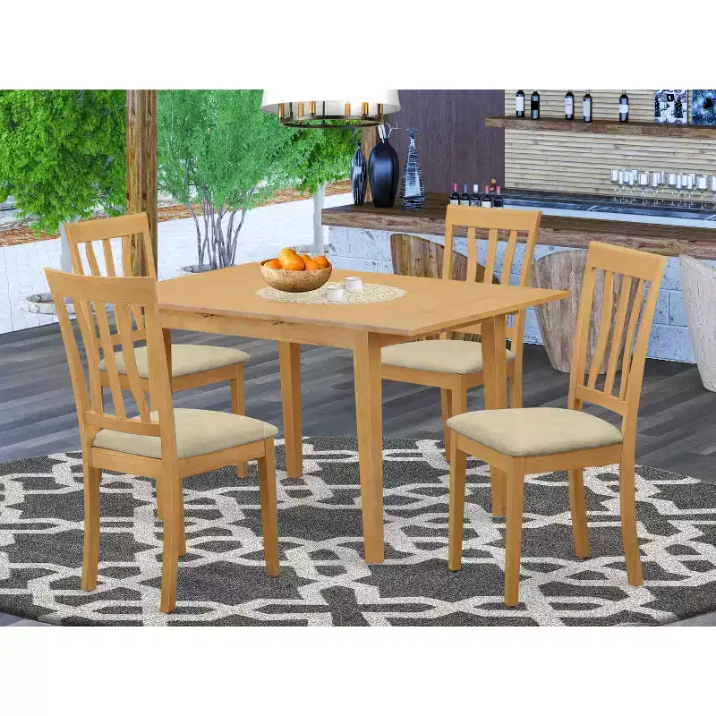 Kitchen Dinette Set Rectangular Table And Dining Chairs Style Oak